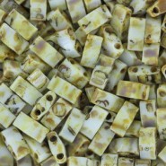 Miyuki half tila 5x2.4mm beads - Opaque picasso yellow HTL-4512